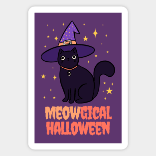 Meowgical halloween a funny halloween pun for cat lovers Magnet